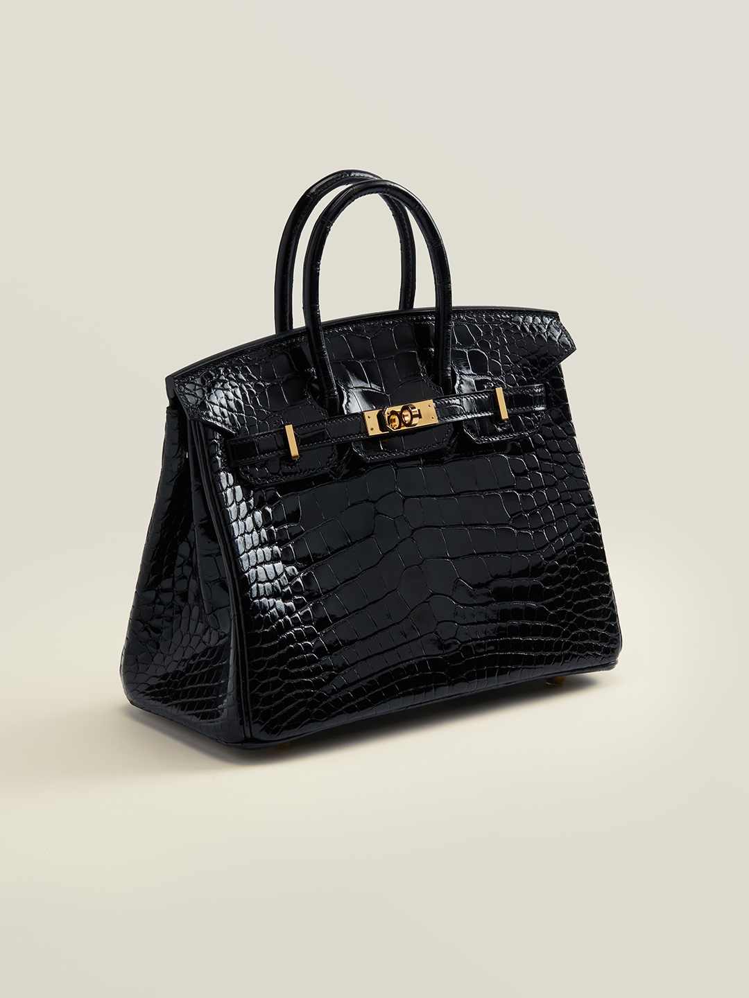 Hermes Birkin 25CM Handmade Bag In Black Crocodile Niloticus Shiny Skin